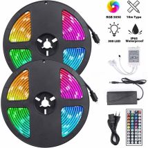 Shmshng - Rgb Led Lichtstreifen, 10m Led Streifen Mit 180 Leds, Selbstklebender Ferngesteuerter Streifen Ip65 Wasserdicht Für Partyrückwand (10m Led 