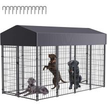 Bingopaw Parque Para Mascotas Perros Corral Con Toldo Impermeable Para Exterior, 120x249x165cm