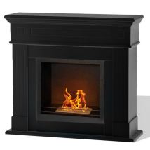 Divina Fire - Chimenea De Bioetanol Cambridge Suelo Bio-chimenea En Madera Negra 110x37xh.102 Cm