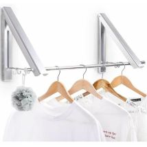 Famille - Wall-mounted Clothes Drying Rack, Foldable Wall Mounted Drying Rack With 40cm Bar, With Hook