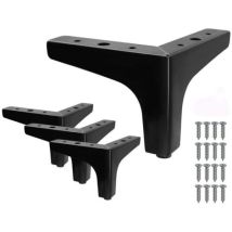 Set Di 4 Gambe Per Letto In Metallo A Forma Triangolare - Nere, Altezza 10 Cm