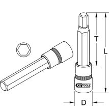 KS Tools – Bussole a brugola lunga 7 mm – 1/2" – 110 mm – 6 punte – Chrome Vanadium