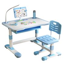 Flasidu - Bureau Enfant,hauteur Réglable,avec Support De Lecture Inclinable Et Lampe De Bureau Led,73×70×46cm(bleu).