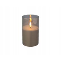 Candela Decorativa A Led In Vetro, Grigia, 12,5 Cm