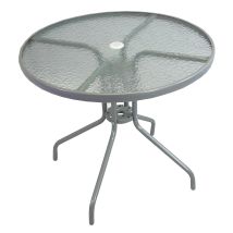 Metal Garden Patio Round Table With Glass Top