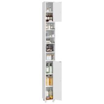 Yaheetech Mobile Da Bagno Alto E Stretto Colonna Da Terra In Legno Con Ripiani Regolabili Armadio Compatto Per Bagno Cucina Soggiorno E Corridoio 181 