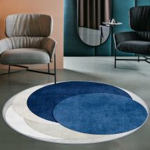 Alfombra Estilo Moderno 120x120 Cm Antideslizante Altura 6 Mm Azul