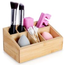 ELEGANZA Makeup-Organizer aus Bambus – 7 Fächer – 17 x 10 x 8 cm – umweltfreundlich und langlebig – stilvolle Aufbewahrung