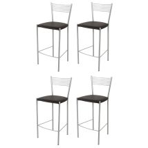 T M C S - Tommychairs 4 Taburetes Elegance En Acero Aluminio Asiento Polipiel Moka