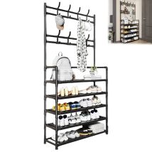 Flasidu - Kleiderstander,freistehende Große Kapazität Schuhe Rack Mehrere Haken Starke Tragende 5 Tiers Hut Mantel Schuhe Lagerung Stand