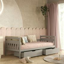 Letto 90x200 Con Rete E Cassetti Tosia Grigio