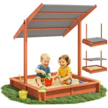 Spielwerk Arenero De Varios Tamaños Techo Corredizo Protección Uv 50+ Lona Para Arenero Niños Arenero Exterior Madera Impregnada Jardín Suelo De 