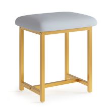 Tabouret Pour Coiffeuse Maquillage Vanité Tabouret De Pied Pour La Chambre À Coucher Salle D'Eau 41 × 31 × 44.5 Cm Gris Et Gold Mondeer