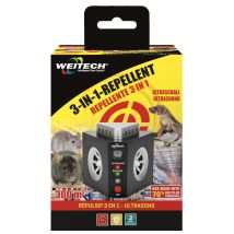 Weitech 3in1 Ultraschall Vertreiber - Wirkt Gegen Alle Nagetiere Wie Z.b. Mäuse, Ratten, Marder