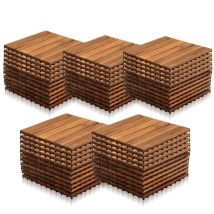 Swanew Set De 55 Baldosas De Terraza - 55x55cm - De Madera De Acacia - Para Áreas Interiores Y Exteriores, Jardín/piscina - Madera Natural