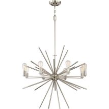 Quoizel - Kronleuchter Hängelampe Esszimmerleuchte Deckenlampe Stahl Silber D 86,4 Cm