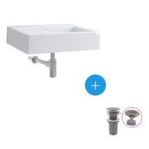 Kolo By Geberit - Twins 60 X 46 Cm Wandhängendes Waschbecken-set + Klick-klack-abfluss + Geruchsverschluss, Chrom (l51160000-set)