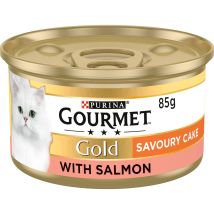 Purina – Gourmet Gold Savoury Cake for Cats – 85g – Salmon – High-Quality Ingredients – Delightful Texture