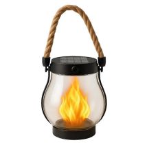 Lanterne Solaire Extérieure (1 Pièce), Étanche, Avec Effet Flammes Dansantes.