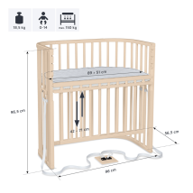 B-Ware Babybay Beistellbett Bett Säuglingsbett Beige Höhenverstellbar Verschlussgitter