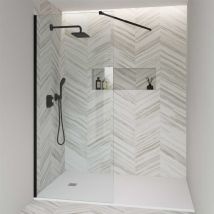 Copie De La Paroi De Douche Fixe + Bras De Support Decoracion Mampara: Verre Décoré - Mamparas: 120 Cm