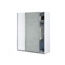 Armario 150x60x200h Cm Con 2 Puertas Correderas Blanco Mate Y Efecto Cemento – Urano