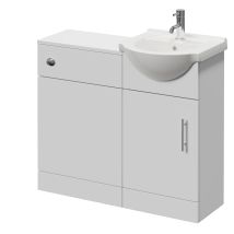 Alexander James Gloss White 950mm Single Door Vanity Unit Toilet Suite - 950mm - Chrome 96mm Knurled Bar Handlewithout James Toilet Pan