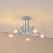 B-Ware Helam Deckenleuchte Lampe Oxford Hellblau Metall 5 Flammig Rund 47 Cm
