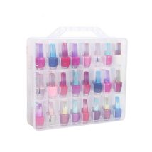 Kingsaid Nail Polish Storage Box 48 Lattice Cosmetic Storage Holder Portable Universal Clear Double Side Storage Case