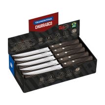 Tramontina - Caja Expositora 60 Cuchillos De Asado Polywood Castaño