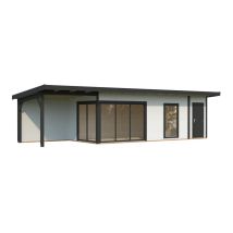 Abri De Jardin En Bois Andrea 21,1+7,9 M2 Slide Peint Blanc + Anthracite