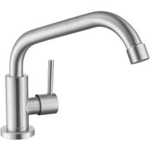 Grifo De Cocina, Grifos Para Fregadero Solo Agua Fria, Grifo Cocina Giratoria 360 °, Grifo Cocina Monomando Agua Fria, Aireador Extraíble, Acero 