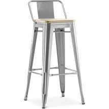 Industrial Style - Barhocker Mit Rückenlehne - Industriedesign - Holz & Stahl - 76cm - New Edition - Stylix Steel