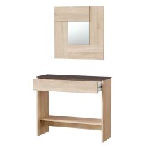 Mobile d'ingresso Oax – 92 x 33 x 79 cm – Melamina alta resistenza – Rovere e Ossido