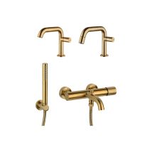 Kit Mezcladores Monomando De Lavabo, Bidé Y Bañera Color Latón Cepillado Mamoli Tuttodunpezzo Kittdpg6