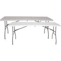 Pack 2 Mesas Plegables Normativa Uso Público Solid 180 X 70 X 74cm Portátiles. Tablero Hdpe 3,5cm 6/8 Adultos. Multiusos Jardín/catering The Homeweeks