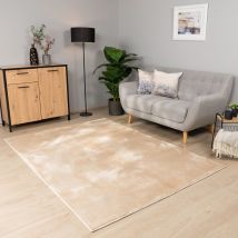 Paco Home - Alfombra Salon De Habitacion Pelo Corto Se Puede Lavar En La Lavadora Suave 140x200 Cm, Beige Oscuro