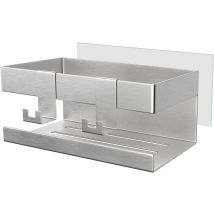 Mensola Per Doccia – Acciaio Inox Senza Foratura Con 2 Ganci, Antiruggine – 23 × 10 × 8 Cm, 1 Pezzo
