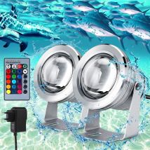 Set Mit 2 Wasserdichten Led-unterwasserstrahlern, 5050 Rgb, Ip68 Wasserdicht, Led-strahler Für Die Gartenbeleuchtung Im Freien Mit Fernbedienung Und 2