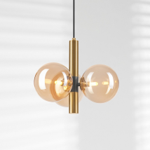 B-Ware Hängeleuchte Natalia Pendelleuchte Lampe Glas Leuchte 3 Flammig Gold