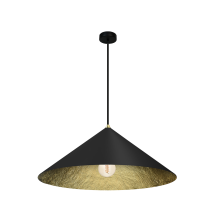 Hängelampe Ø50cm 1xE27 – Elegante Deckenlampe – Schwarz mit goldenen Details – Modernes Design – Langlebig – Für Wohnzimmer, Restaurant, Boutique