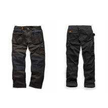 Scruffs Worker Plus Trousers Holster Pocket Work Trousers Polyester Cotton 245gsm - Black - 34r