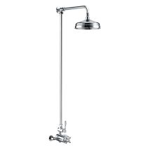 Gravity Bathrooms - Traditional Overhead Thermostatic Rigid Riser Shower Kit With Single Fixed Head - Chrome