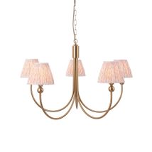 Endon Santiago Suspension En Laiton Vieilli Brossé Avec Abat-jour En Tissu Feuille Couleur Pêche 16 Cm 5 X B22