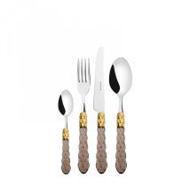 Conjunto de cubiertos coloridos de acero inoxidable 18/10 – Acabado dorado – 6 piezas – Bugatti