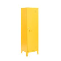 Yellow Metal Locker Storage Cabinet Cupboard Retro Vintage Narrow 3 Tier 137