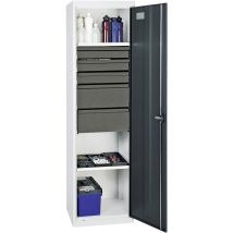 Armoire À Outils Et Matériel Série 3000 Gris Clair / Gris Anthracite + 3 Tiroirs 100 Mm + 2 Tiroirs 200 Mm + 2 Tablettes Coulissantes - 3005671 - 