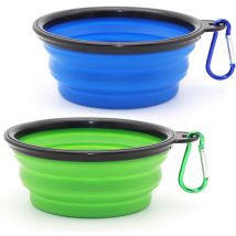 (350ml, Blue And Green) Portable Collapsible Dog Bowl, Travel Bowls For Dogs And Cats