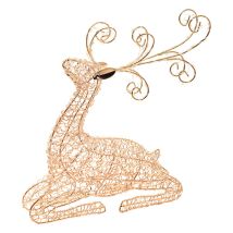 Lotti 63389 Decoro Renna Sdraiata Natale Figura Luminosa 80 Microled Luce Fissa Bianco Caldo Timer Colore Rame