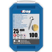 Kreg - Taschenlochschraube 25 Mm Zinkbeschichtet Pan-head, Dickicht-gewinde Sps-c1-100